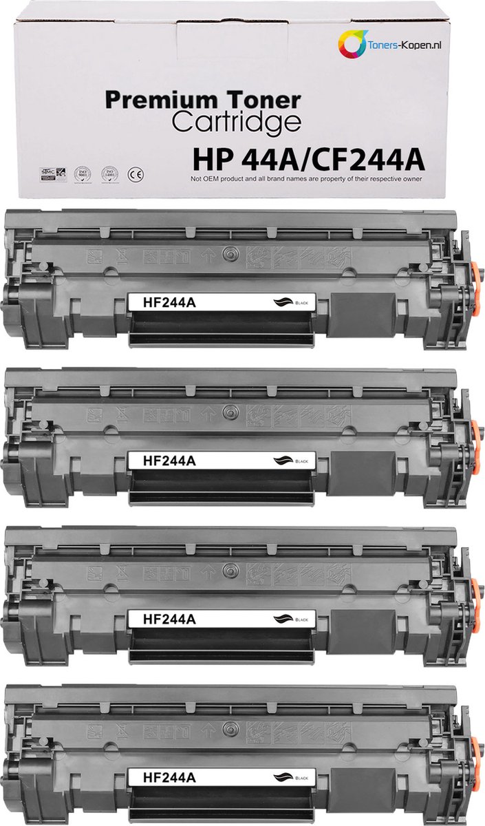 HP CF244A Toner Zwart 4-pack - 4.000 pagina's totaal - Huismerk Compatible - Geschikt voor HP LaserJet Pro M15 HP LaserJet Pro M15a HP LaserJet Pro M15w HP LaserJet Pro M17 HP LaserJet Pro M28 HP LaserJet Pro M28a HP LaserJet Pro M28w