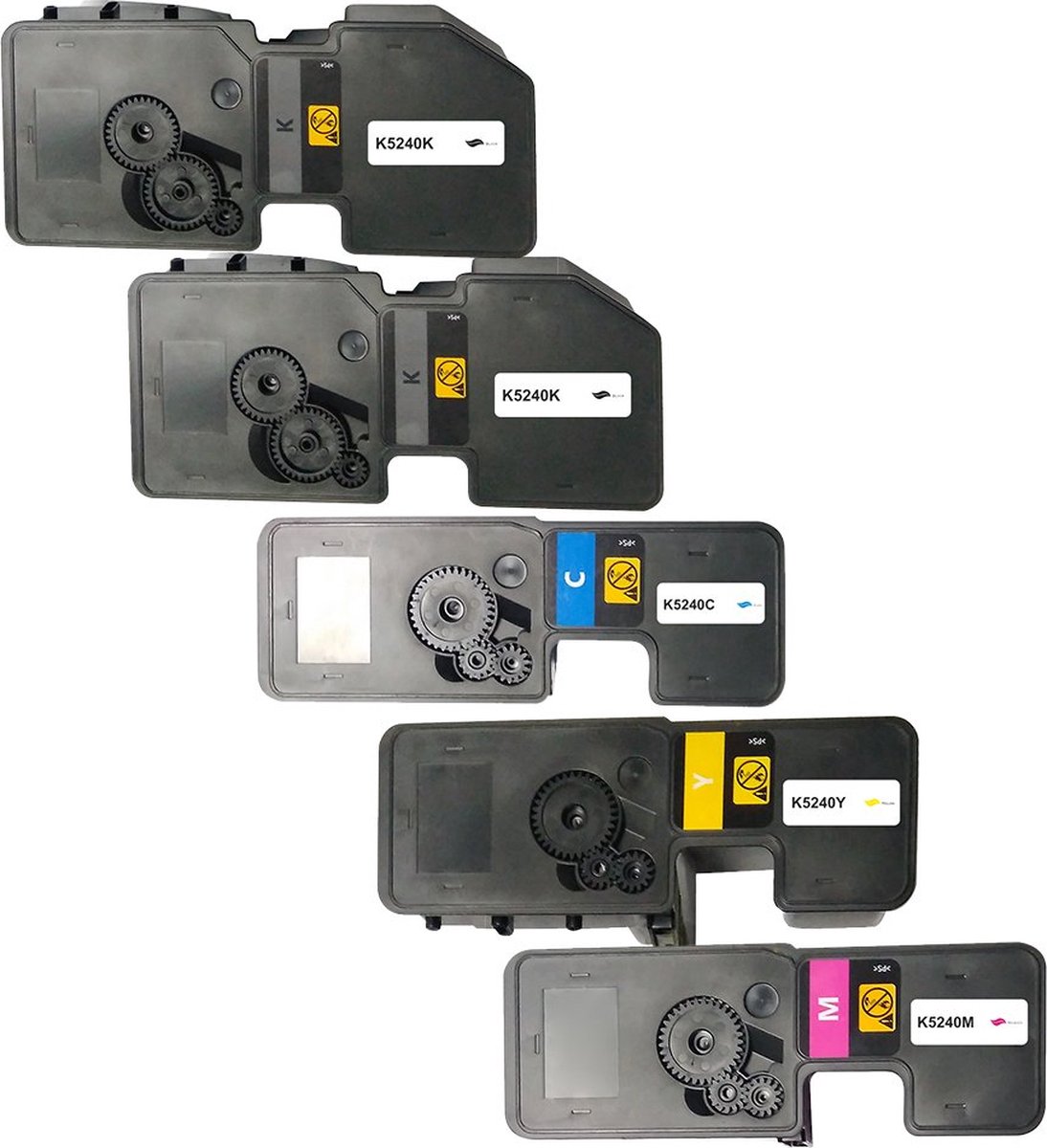 Kyocera TK-5240K/C/M/Y 5-Pack Toner Set 17000pag - Huismerk Dual Zwart - ECOSYS M5026cdn M5026cdw M5526cdn M5526cdw - TK-5240K compatible - TK-5240K alternatief CMYK