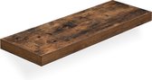 Drijvende plank van hout met verweerde bruine houtnerf, op een witte achtergrond.