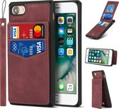 Étui à cartes pour Apple iPhone 8 | iphone 7 | Couverture arrière en cuir PU | Cas de téléphone de Luxe | Porte-cartes | Rouge