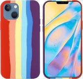 Peachy Rainbow Pride siliconen hoesje voor iPhone 14 Plus - pastel