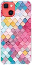 Peachy Zeemeermin TPU hoesje met schubben voor iPhone 14 - kleurrijk