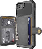 Just in Case Magnetic Card Holder Hybrid Case hoesje voor iPhone 6 6s 7 8 SE 2020 en SE 2022 - zwart
