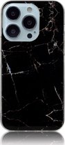 Peachy Marble TPU marmersteen hoesje voor iPhone 13 Pro Max - zwart