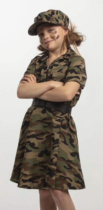 Leger kostuum voor meisjes - camouflage jurk maat -verkleedkleding |