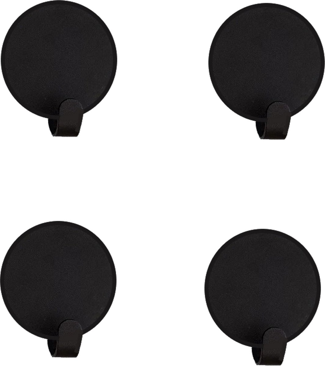 Handdoekhouder - zelfklevend - 4 stuks - rond - zwart - handdoekhaakjes - keuken - badkamer