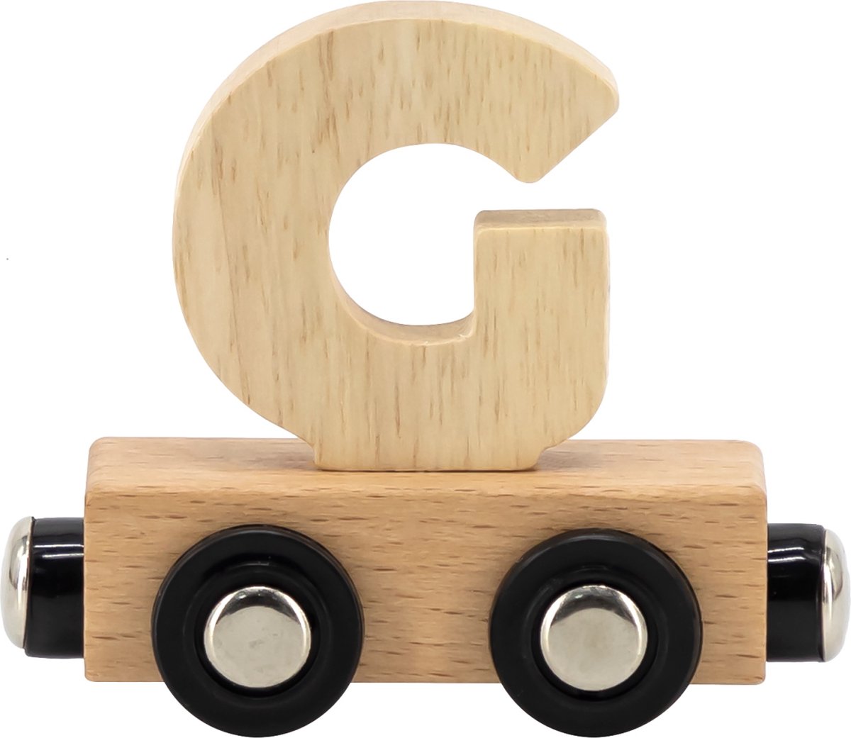 Tryco Houten Naturel Lettertrein Letter G - Letterwagon voor Woorden en Naamtreinen - Stimuleert Creativiteit en Motoriek - Vanaf 3 Jaar