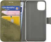 My Style Flex Wallet Telefoonhoesje geschikt voor Apple iPhone 12/12 Pro Hoesje Bookcase Portemonnee - Olive
