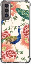 Case Anti-shock geschikt voor Samsung Galaxy S21 Pink Peacock