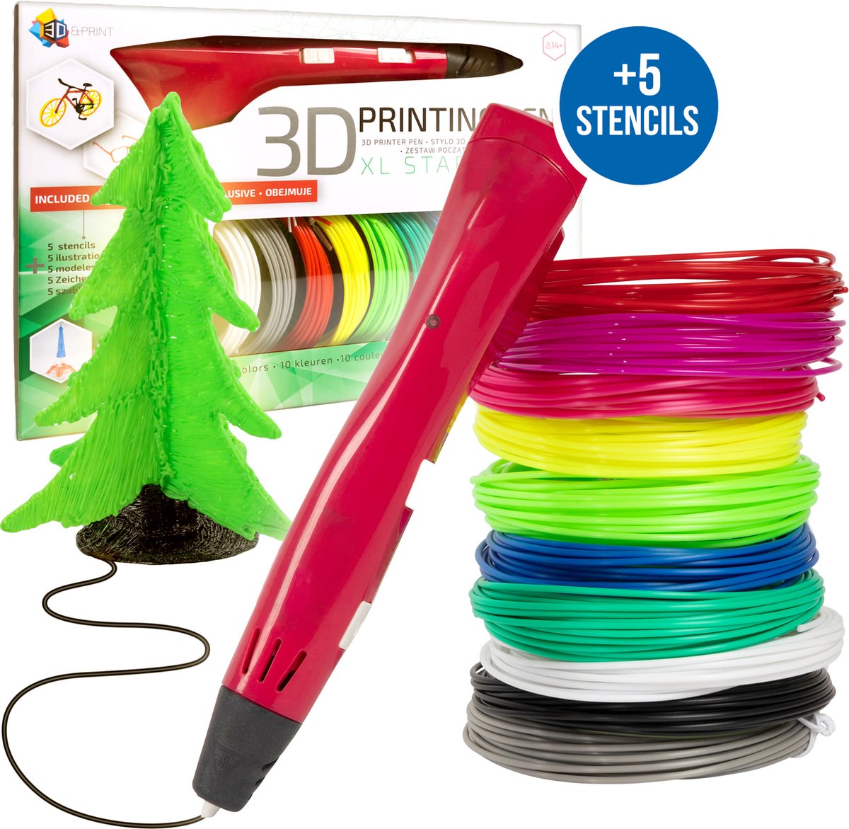 3D&Print 3D Pen Starterspakket Kinderen - 3 D Pen Starterskit met Filament Vullingen - Set - Rood - 3D&print