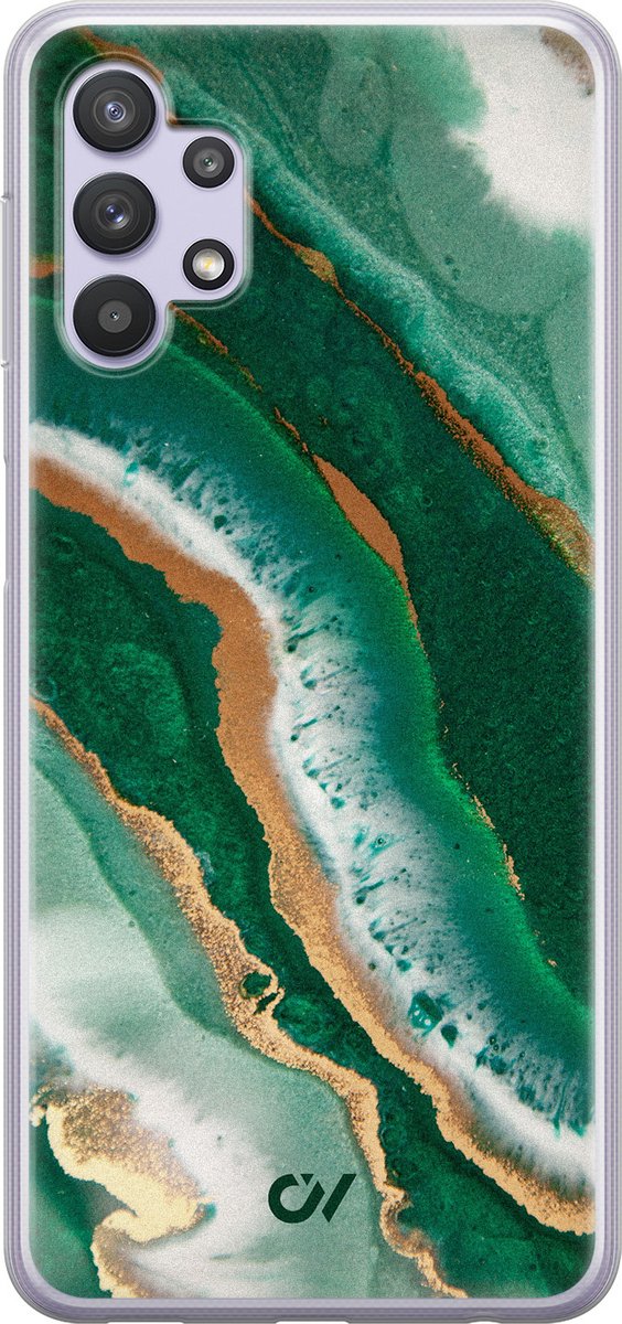 Samsung A32 5G hoesje - Marble Jade Waves - Marmer - Groen - Soft Case Telefoonhoesje - TPU Back Cover - Casevibes
