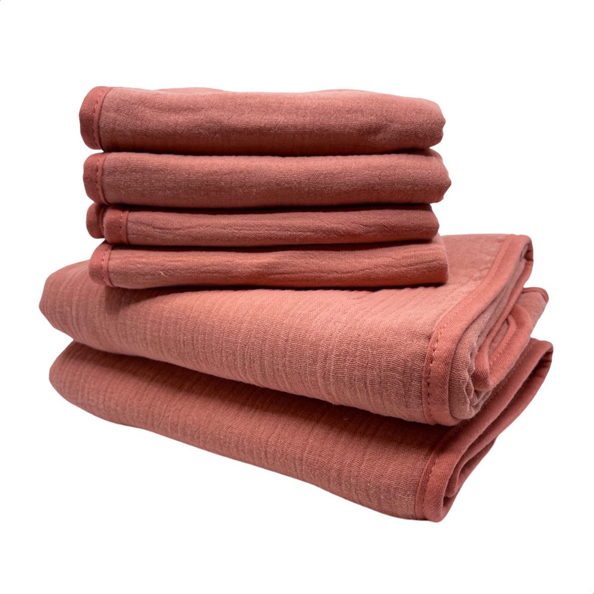 Goedkoopste Smikkels - Kraamcadeau hydrofiele babydoeken (2 stuks) met spuugdoekjes (4 stuks) - Roze - 100 biologisch katoen - hydrofiel met badstof