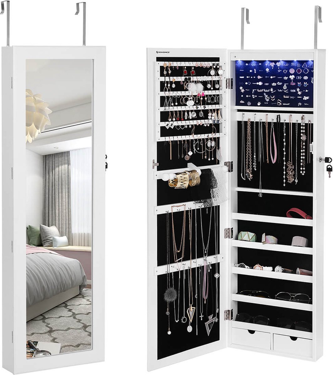 Hoppa! sieradenkast | afsluitbare spiegelkast | wandkast met spiegel | 37x120x10 (BxHxD) |