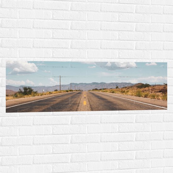 WallClassics - Muursticker - Weg in Amerika - 120x40 cm Foto op Muursticker