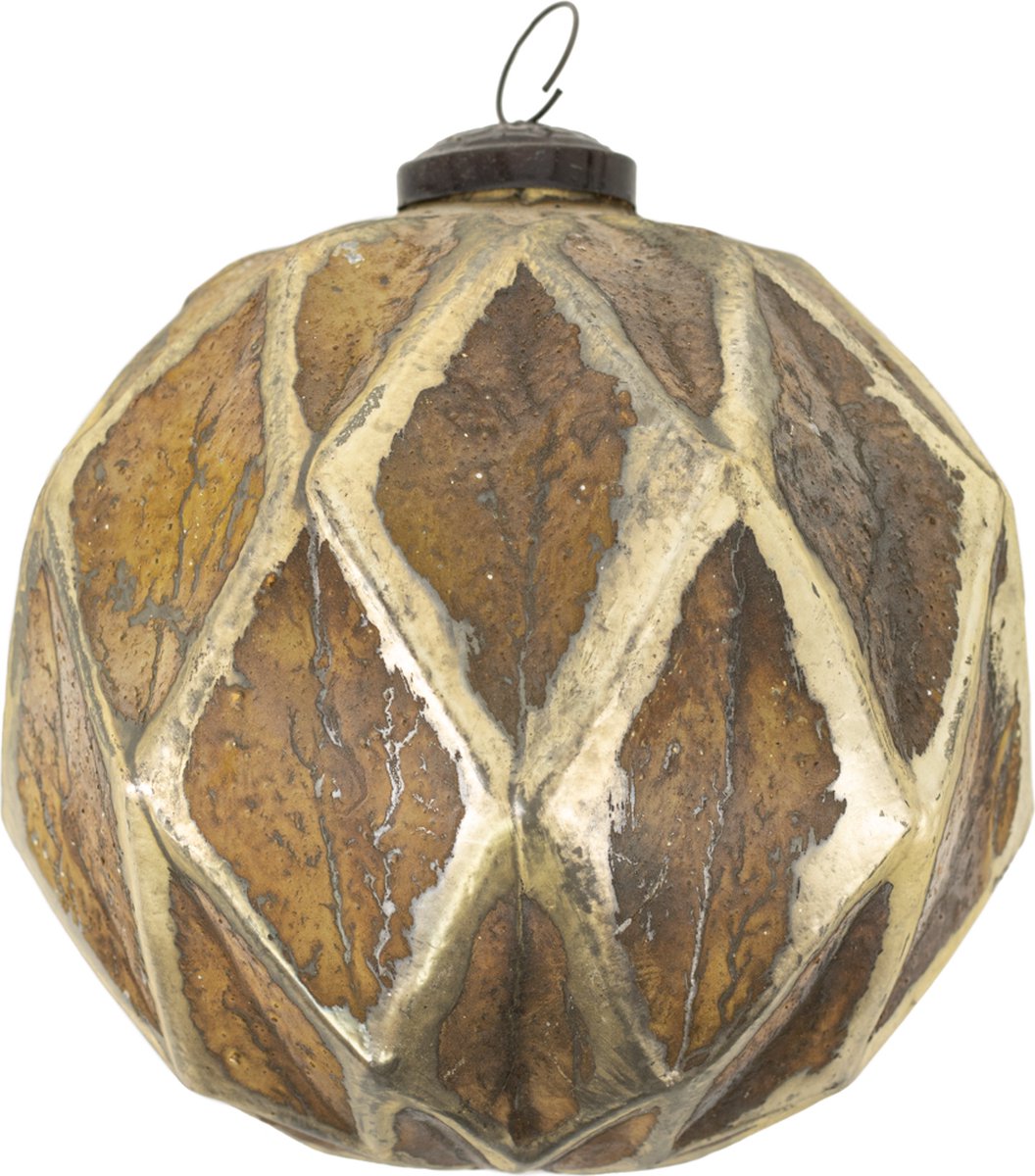 Glazen kerstbal antique gold - glazen kerstornament - kerstversiering antique gold - kerstdecoratie