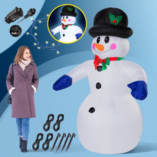 Monzana Opblaasbare Sneeuwpop XXL - 240cm LED Verlichting - Monzana