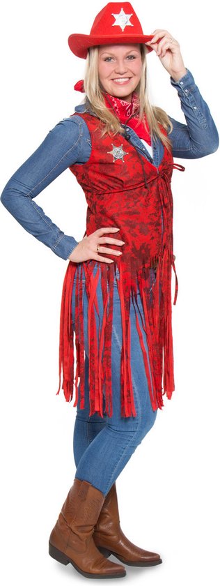 Rood cowgirl vestje kostuum L/xl (40-42) - Western kleding