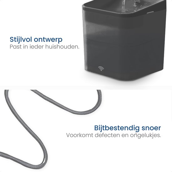 Gologi drinkfontein kat/hond - Slimme waterfontein met app - Met sensor - Smart & UV Sterilisatie - 2,2L - Zwart