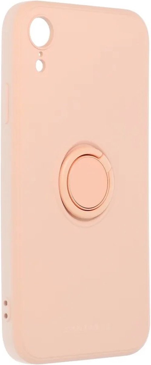 Roar Amber Siliconen Back Cover hoesje met Ring iPhone Xr - Roze