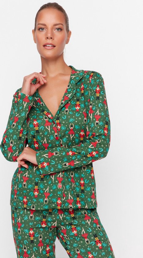 Litherday Borstvoedingspyjama, lange mouwen, tweekleurig, katoen, borstvoeding, nachtkleding, borstvoedingsfunctie, pyjamaset met elastische tailleband en zak, marineblauw, S