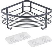 Metaltex - Support de douche - Support de salle de bain pour un coin - Suspendre sans perçage - matériel de montage inclus - 21x21x13 cm - Garantie 5 ans - noir mat - crochets