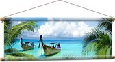 WallClassics - Textielposter - Twee Bootjes in de Zee - 90x30 cm Foto op Textiel