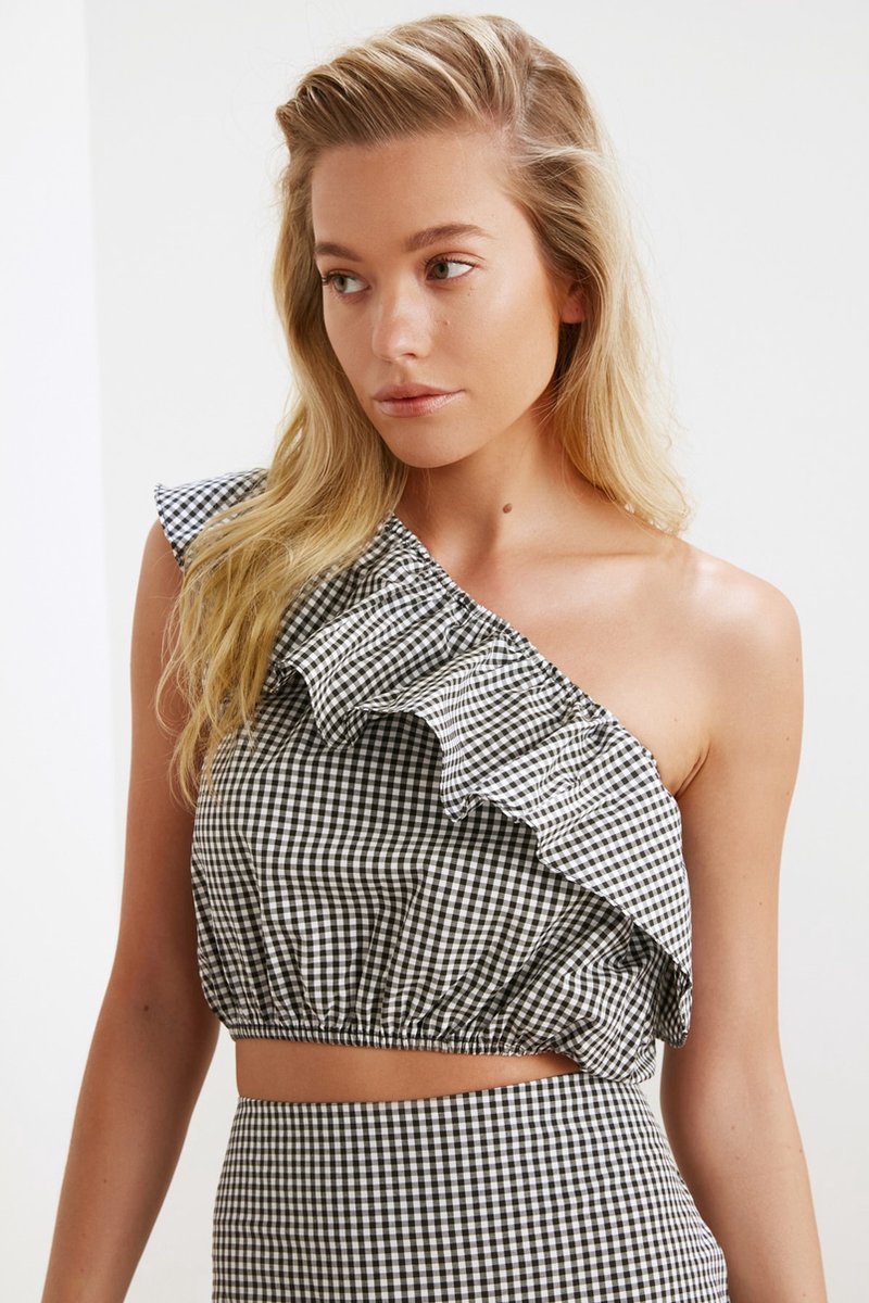 CUPSHE Tankini-sets voor dames, één schouder hals, asymmetrische ruches CUPSHE Tankini-sets voor dames, één schouder hals, asymmetrische ruches