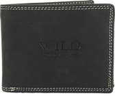 Wild Leather Only !!! Portemonnee Heren Buffelleer Zwart - Billfold - (AD-204-6) -12x2x9,5cm -12x2x9.5cm -