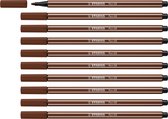 STABILO Pen 68 - Premium Viltstift - Bruin - Doos 10 stuks