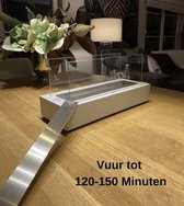 Double T Concept® Juno Licht Grijs - Brand Tot Wel 150 Minuten - Bio Ethanol Sfeerhaard - Tafelhaard - Vuurkorf - Terrashaard - Verwarming - 41x16x21cm