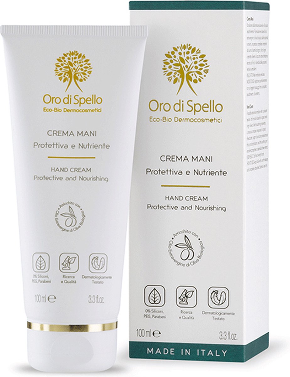 Oro di Spello - Voedende hand crème op basis van echte organische olijfolie uit Italië - Hypoallergeen. Oro di Spello: gold for your beauty rituals.