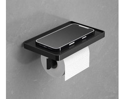 SaniRay  Toiletrolhouder met Telefoonhouder - Toiletrolhouder met Planchet voor telefoon - Kunststof - WC rolhouder met plankje voor telefoon.