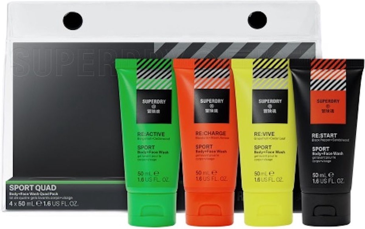 Superdry Sport Body & Face Wash geschenkset (4delig)