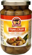 Groene olijven gevuld met pikante paprikapasta 350g Pot