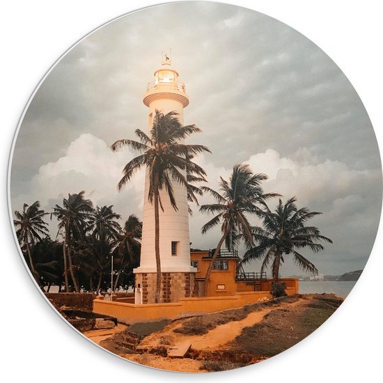 WallClassics - PVC Schuimplaat Muurcirkel - Lighthouse - Galle - 30x30 cm Foto op Muurcirkel (met ophangsysteem)