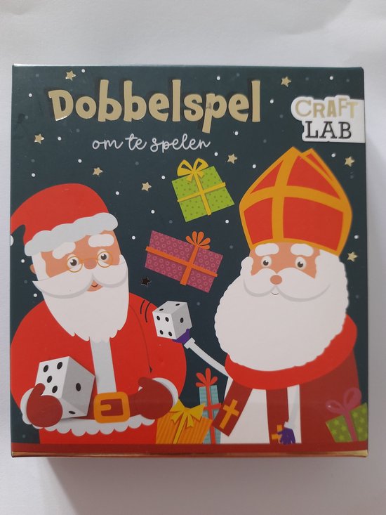 Afbeelding van het spel Feestdagen Sinterklaas en Kerstman Dobbelspel Dobbelen - Cadeautje dobbelsteen uitpakken.
