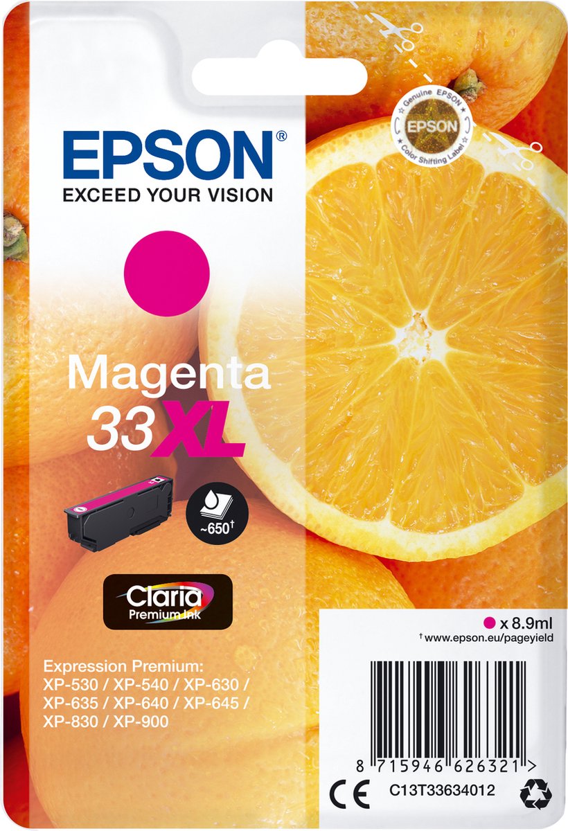 Epson 33XL Cartridge Oranges Claria magenta