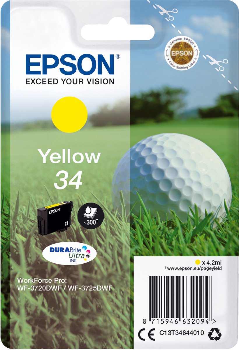 Epson golfball inkt DURABrite Ultra geel 34, enkelverpakking