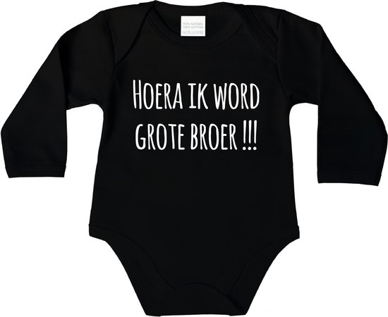 Goldengifts.nl baby rompertjes met tekst Hoera ik word grote broer