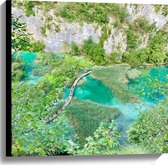 WallClassics - Canvas  - Plitvice Lakes National Park in Kroatie  - 60x60 cm Foto op Canvas Schilderij (Wanddecoratie op Canvas)