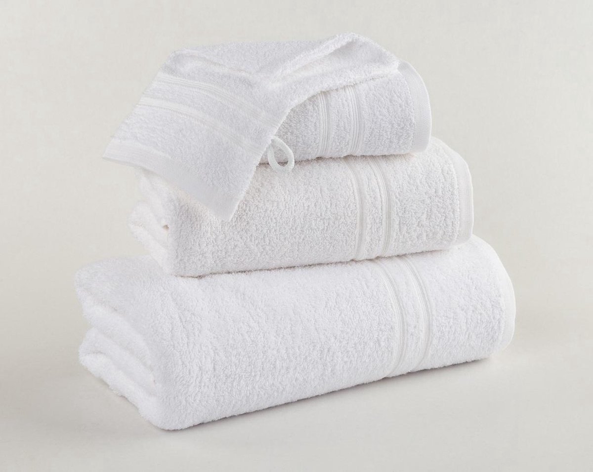Handdoeken - set van 6 stuks FeelGood due Fancy Wit - 50x100cm 100% Katoen badstof