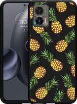 Motorola Edge 30 Neo Hoesje Zwart Ananas - Designed by Cazy