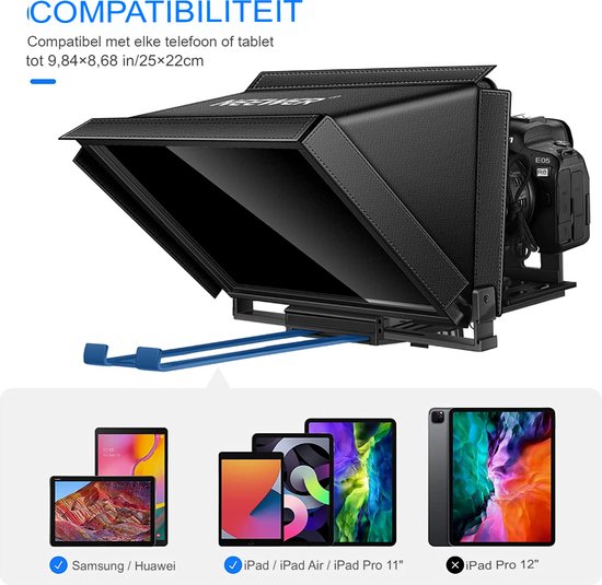 Neewer® Aluminium Teleprompter voor iPad Tablet Smartphone DSLR