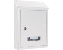 Letterbox HDM-2100-white - Name Plate with Viewing Window - Two Insertion Slots - Sheet Steel