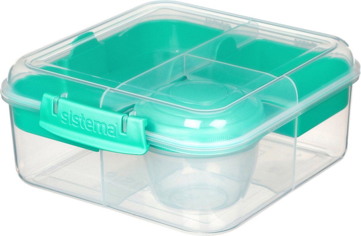 Bento Lunchbox 1.25L met Yoghurtpotje - Transparant Teal