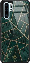 Casimoda® hoesje - Geschikt voor Huawei P30 Pro - Abstract Groen - Hard Case Backcover - TPU - Groen - Geometrisch patroon
