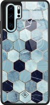 Casimoda® hoesje - Geschikt voor Huawei P30 Pro - Blue Cubes - Hard Case Backcover - TPU - Blauw - Marmer