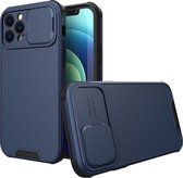 Mobigear Hoesje geschikt voor Apple iPhone 14 Plus Telefoonhoesje Hardcase | Mobigear Cam Slide Backcover met Camera Slider | iPhone 14 Plus Case | Back Cover - Blauw