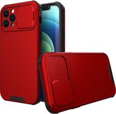 Mobigear Hoesje geschikt voor Apple iPhone 14 Telefoonhoesje Hardcase | Mobigear Cam Slide Backcover met Camera Slider | iPhone 14 Case | Back Cover - Rood