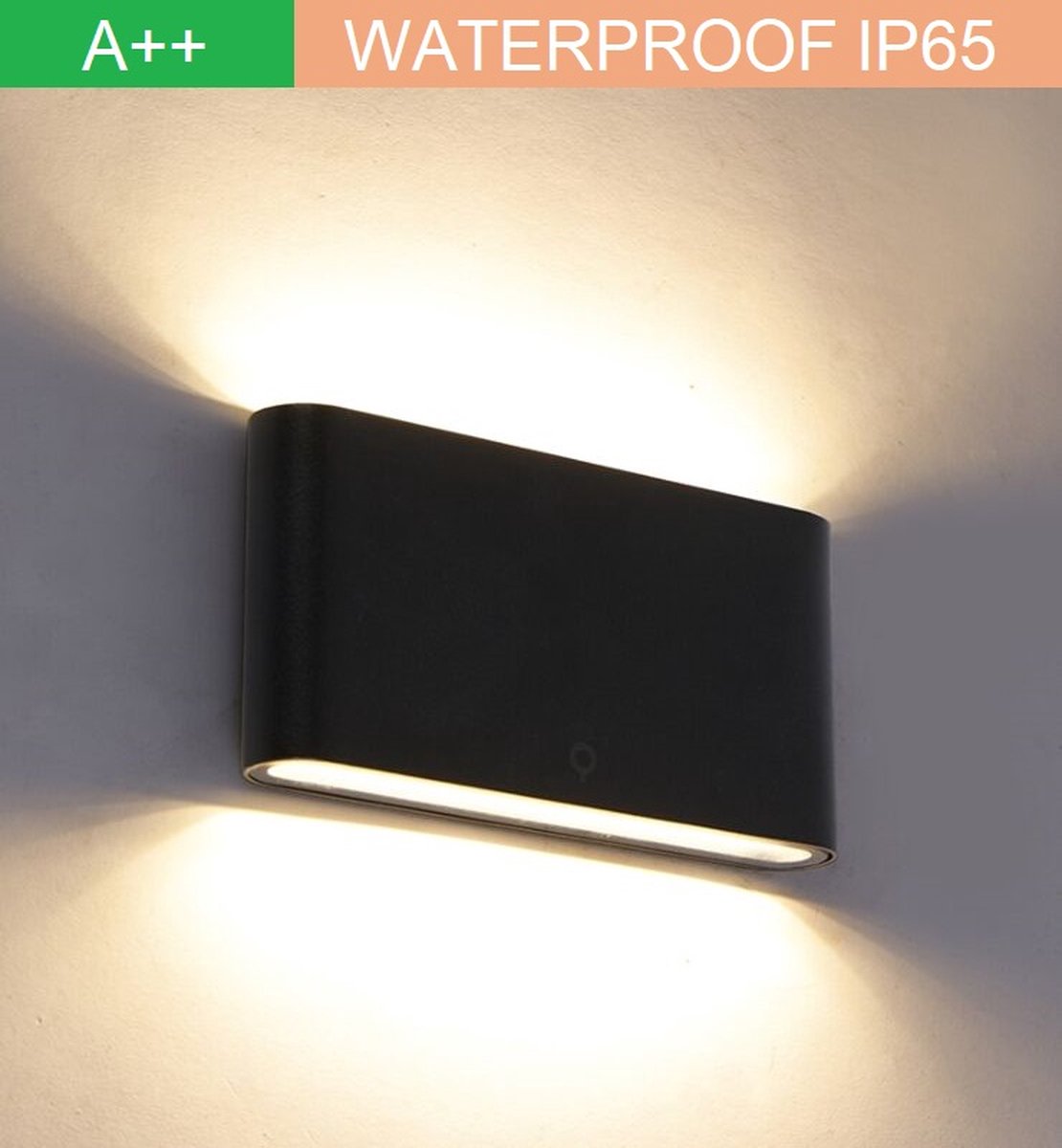 Lampen District - Wandlamp - Up and downlight - Zwart- Energiezuinig - 3000k warm licht - Aluminium behuizing - Anti corrosie - IP65 waterproof -Modern design 2022 -